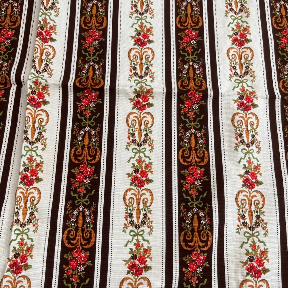 VTG Evelyn Peterson Floral Striped Fabric Americana MCM 2yds 75"x43" Canvas 70s - Picture 1 of 6